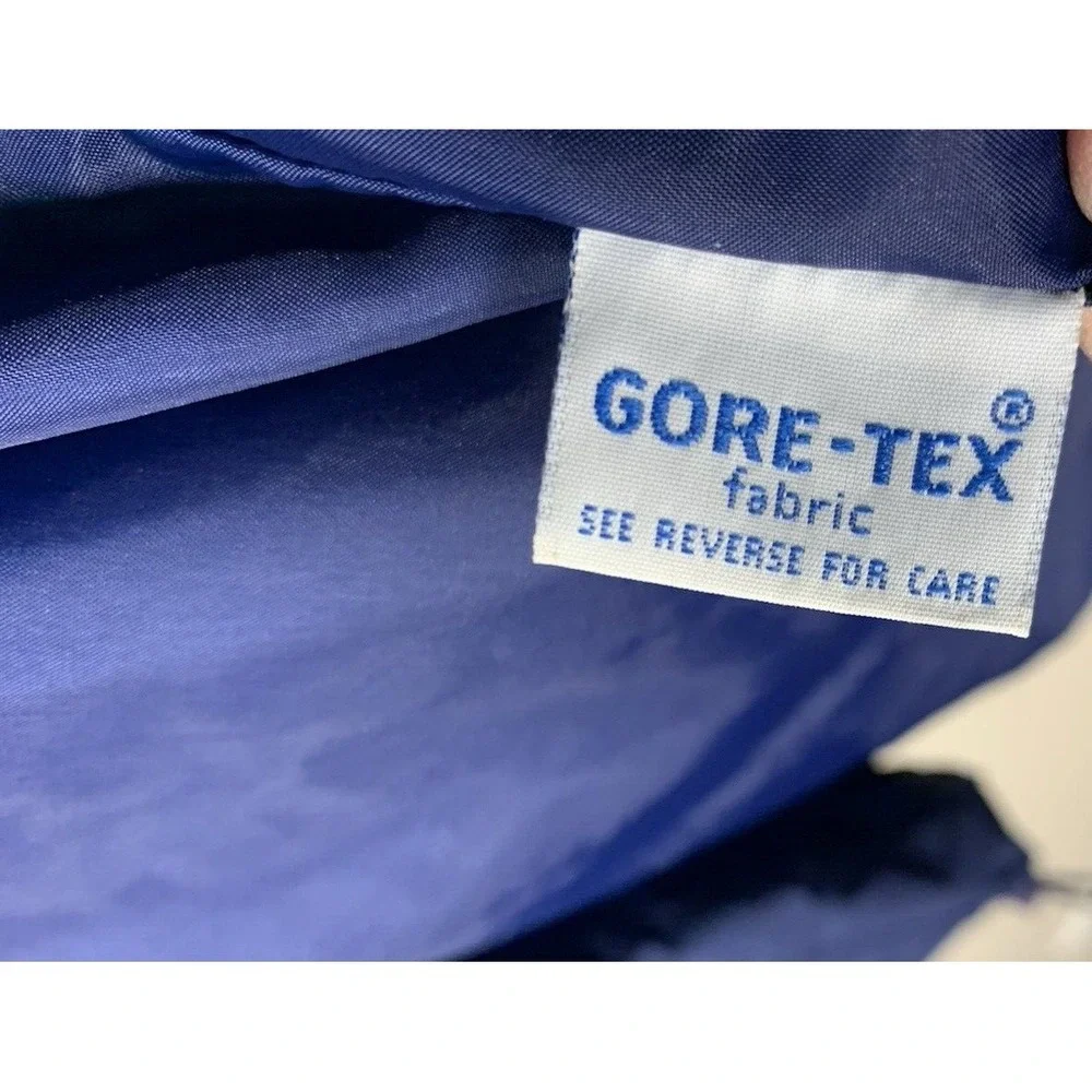 Eddie Bauer Gore Tex Windbreaker Jacket Mens M Blue Hood Vintage‎ Hiking